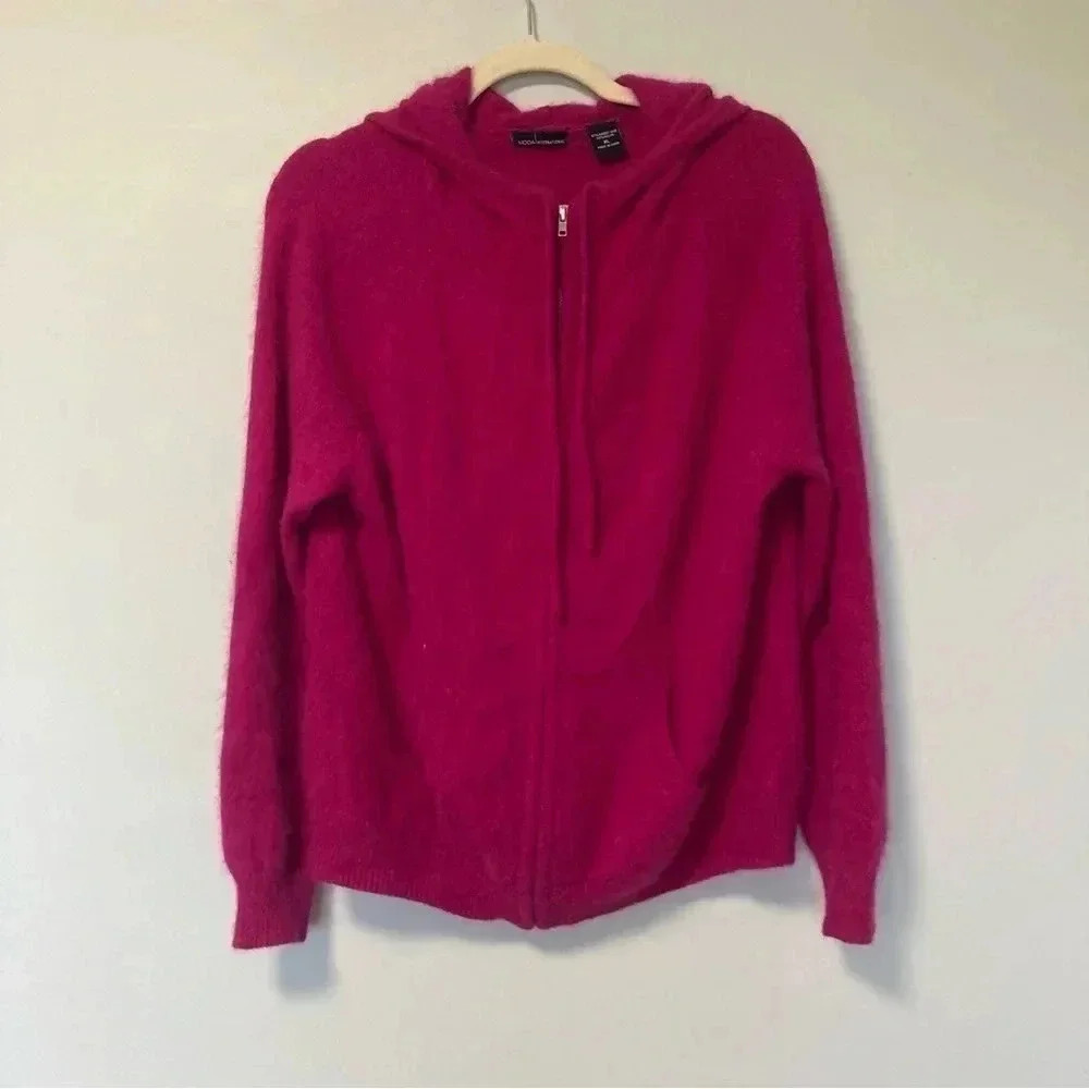 Moda International  rabbit hair blend hot pink hoodie